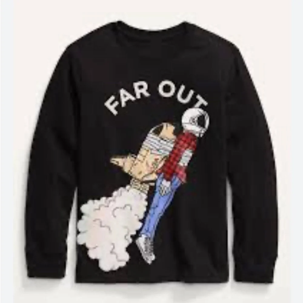 Old Navy Far Out Graphic Black Long Sleeve T-Shirt XL (14-16)
